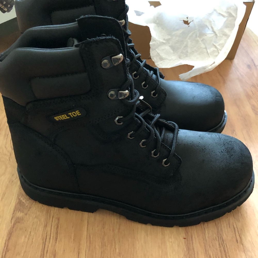 Brahma Black Steel-Toe Work Boots